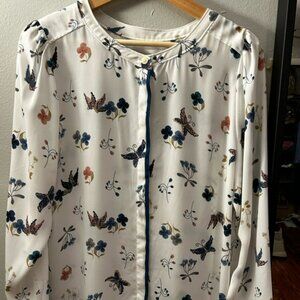 LOFT Size Medium Spring Patterned Lightweight Blouse